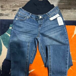 Classic Dark Blue Women's Maternity Stretch Jeans